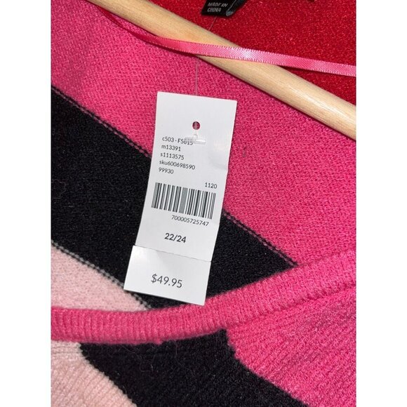 NWT Lane Bryant Pink Striped Pullover V-neck Long Tunic Women's Plus Size 22/24 - Picture 7 of 11